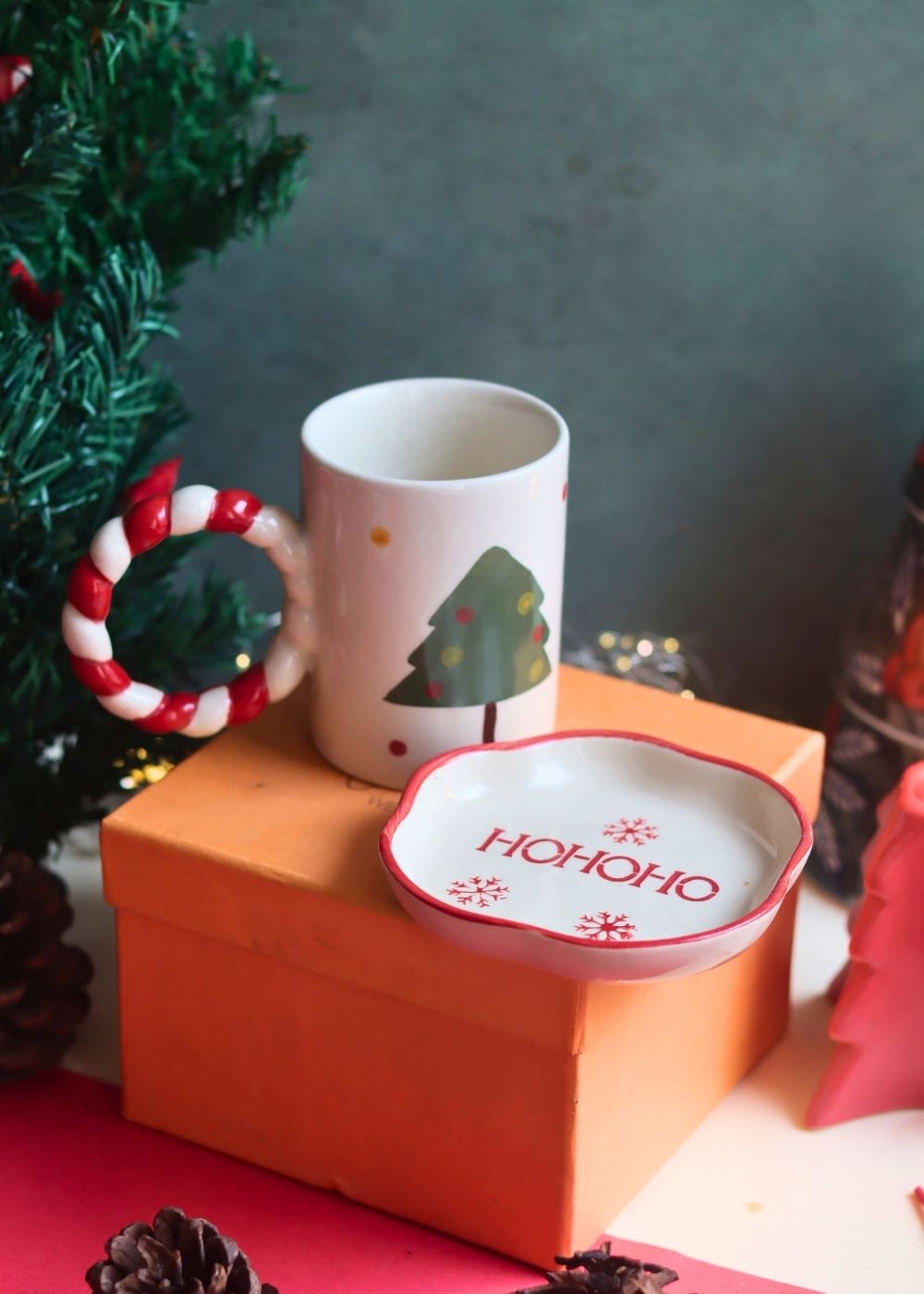 The OG Christmas Mug & HOHOHO Handmade Dessert Plate in a Gift Box with premium quality material