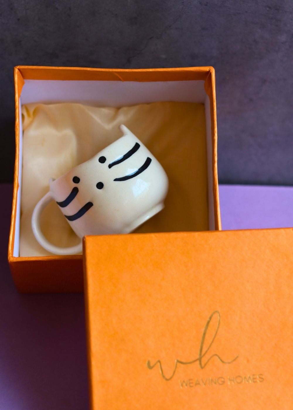 kitty mug in a gift box handmade in india 