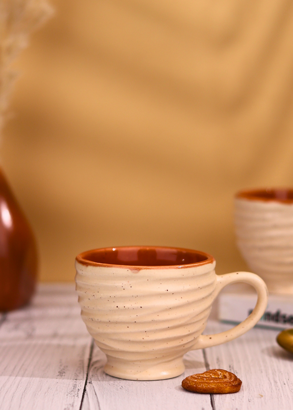 Cream tea cup handmade ceramic