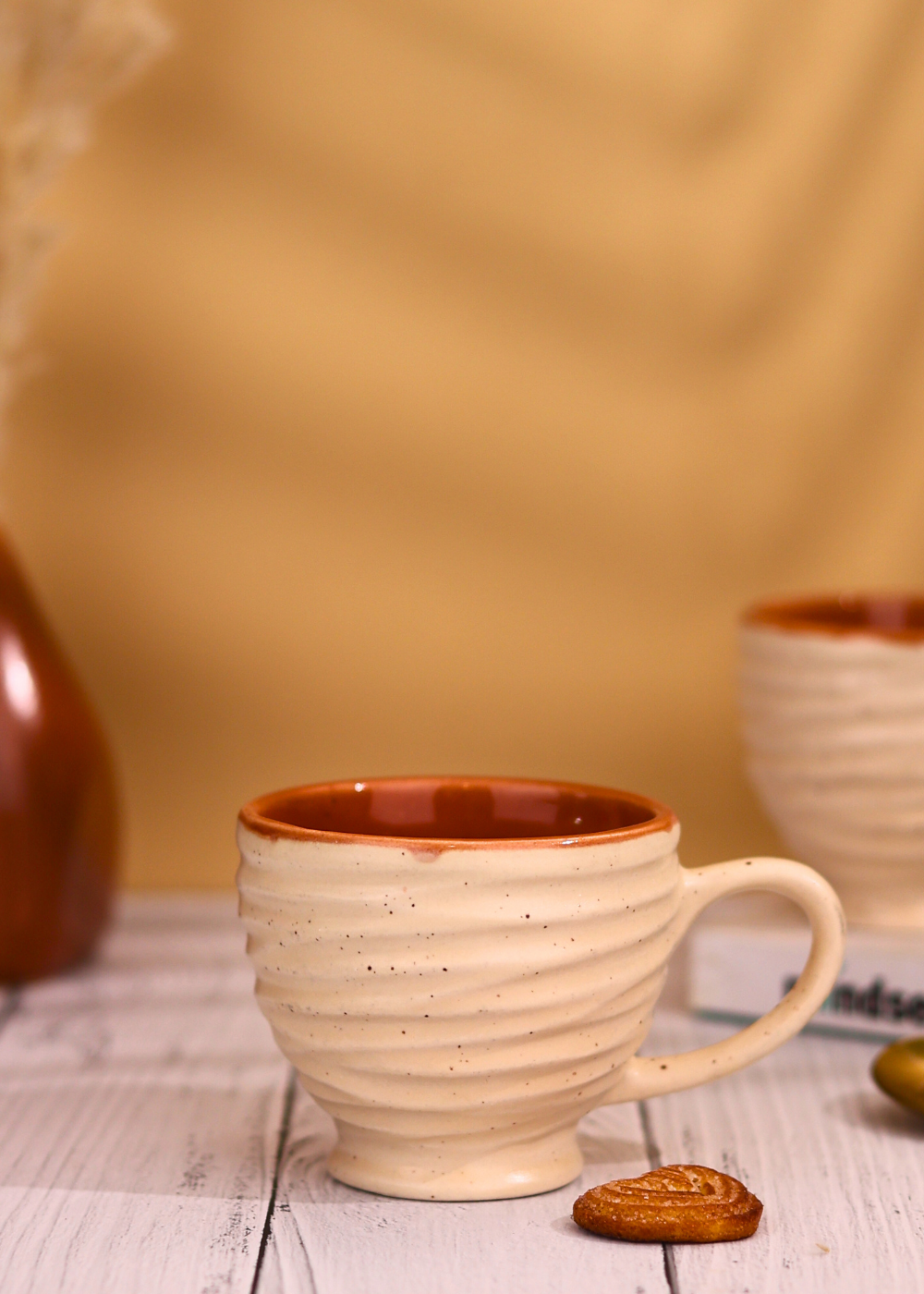 handmade cream torrent chai cup made by ceramic 