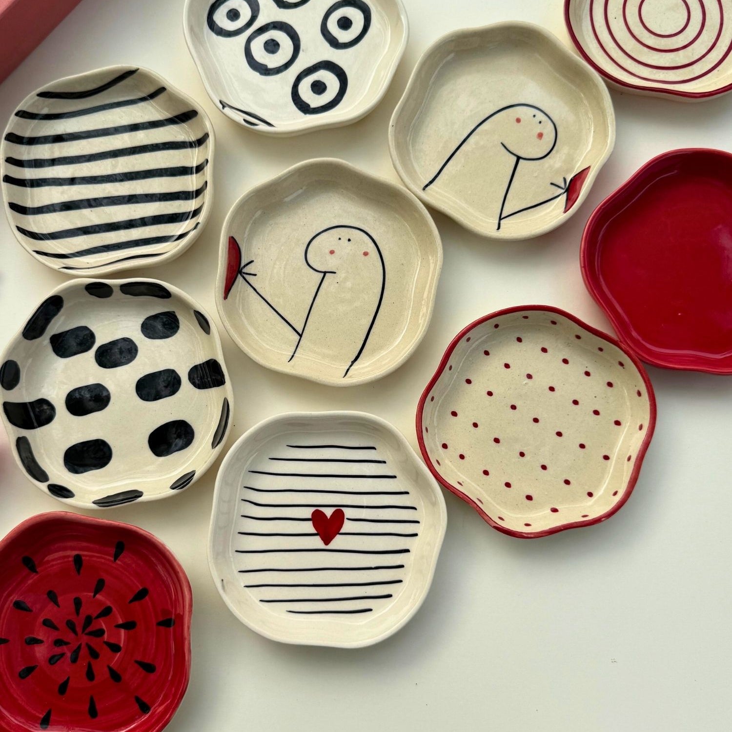 Set of 10 Bite Bliss handmade dessert plate (for the price of 7) lead free dessert plates combo