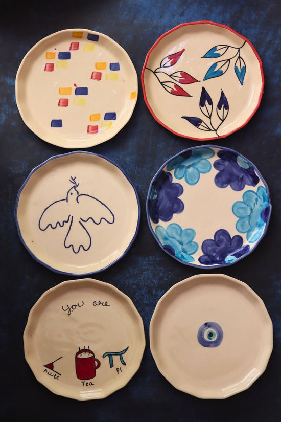 Set of 6 Blue Plates (For the price of 5) made by ceramic