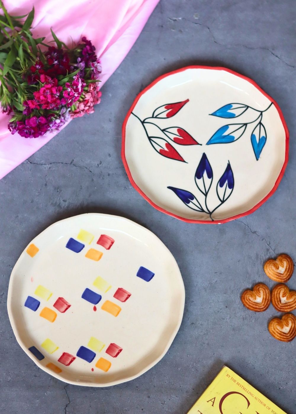 Petals & Crayon Snack Plate made by ceramic