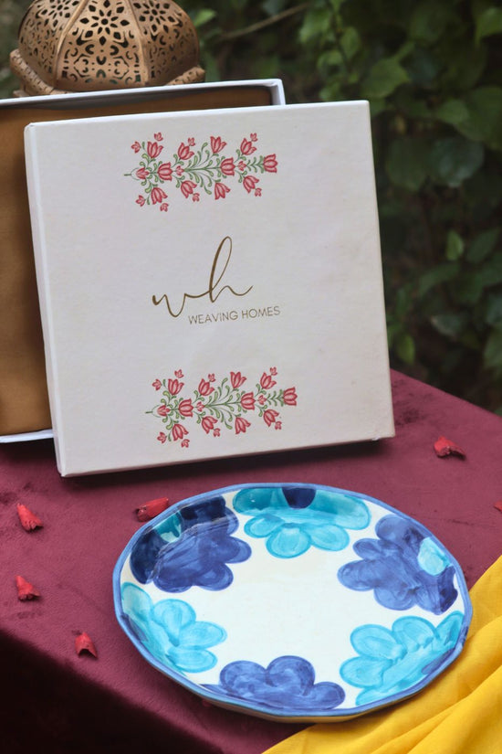Blue Floral Plate in a Gift Box made by ceramic