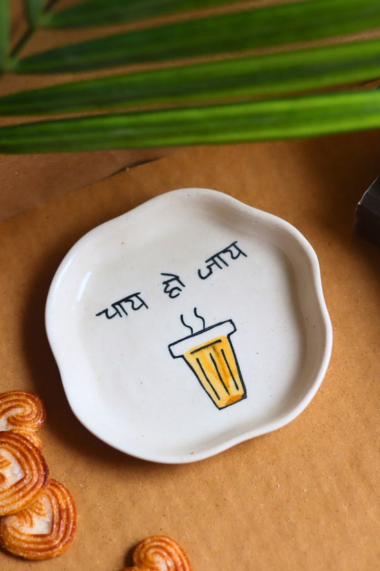 Chai Ho Jaye Handmade Dessert Plate - The Chai Lovers Edit handmade in india