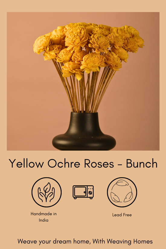 Yellow ochre flower bouquet in black vase