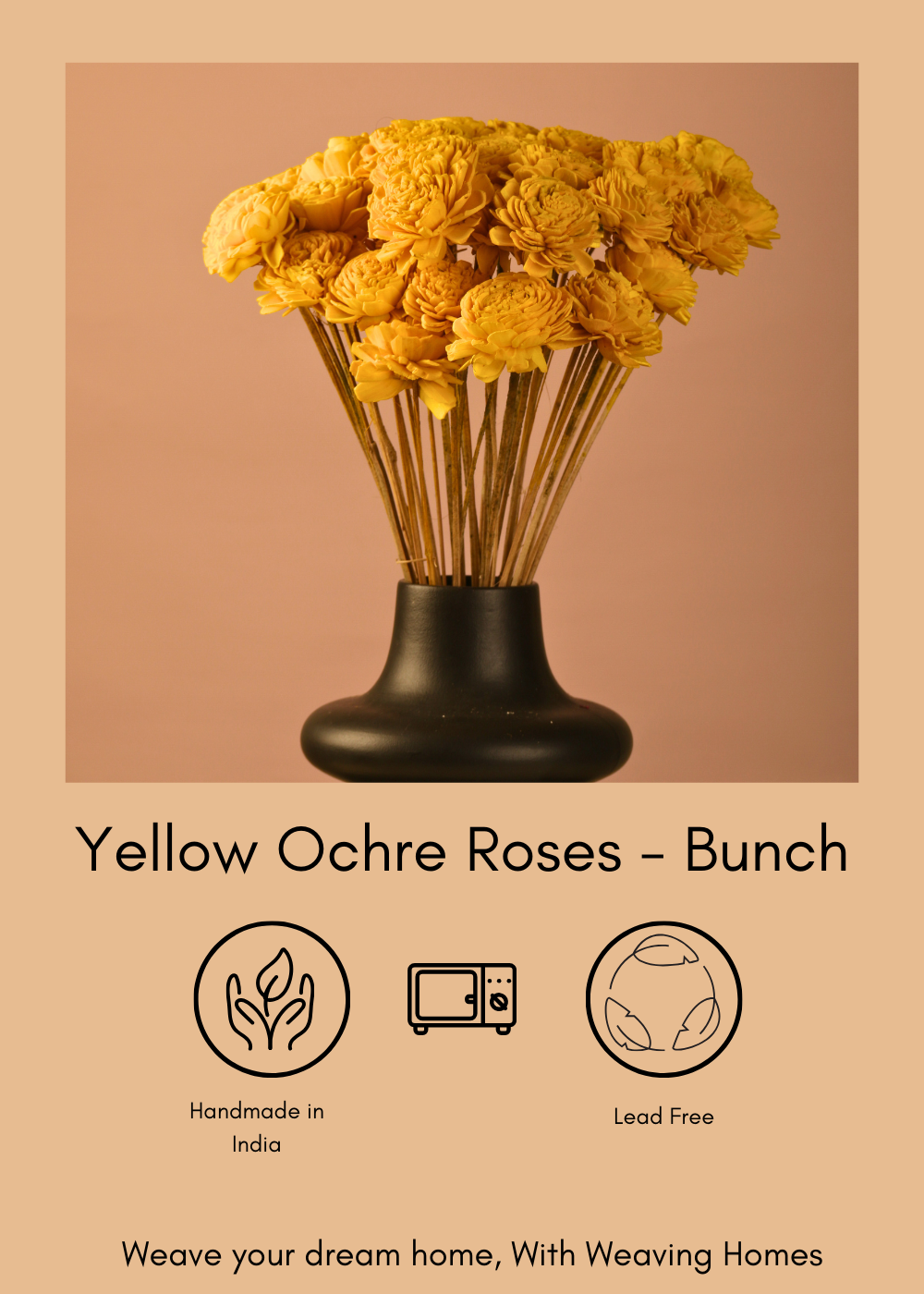 Yellow ochre flower bouquet in black vase