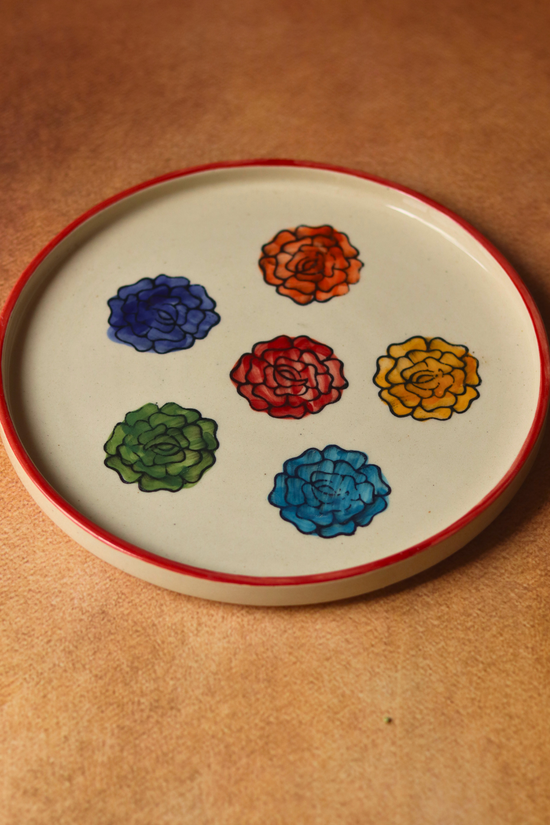 Roses platter handmade 