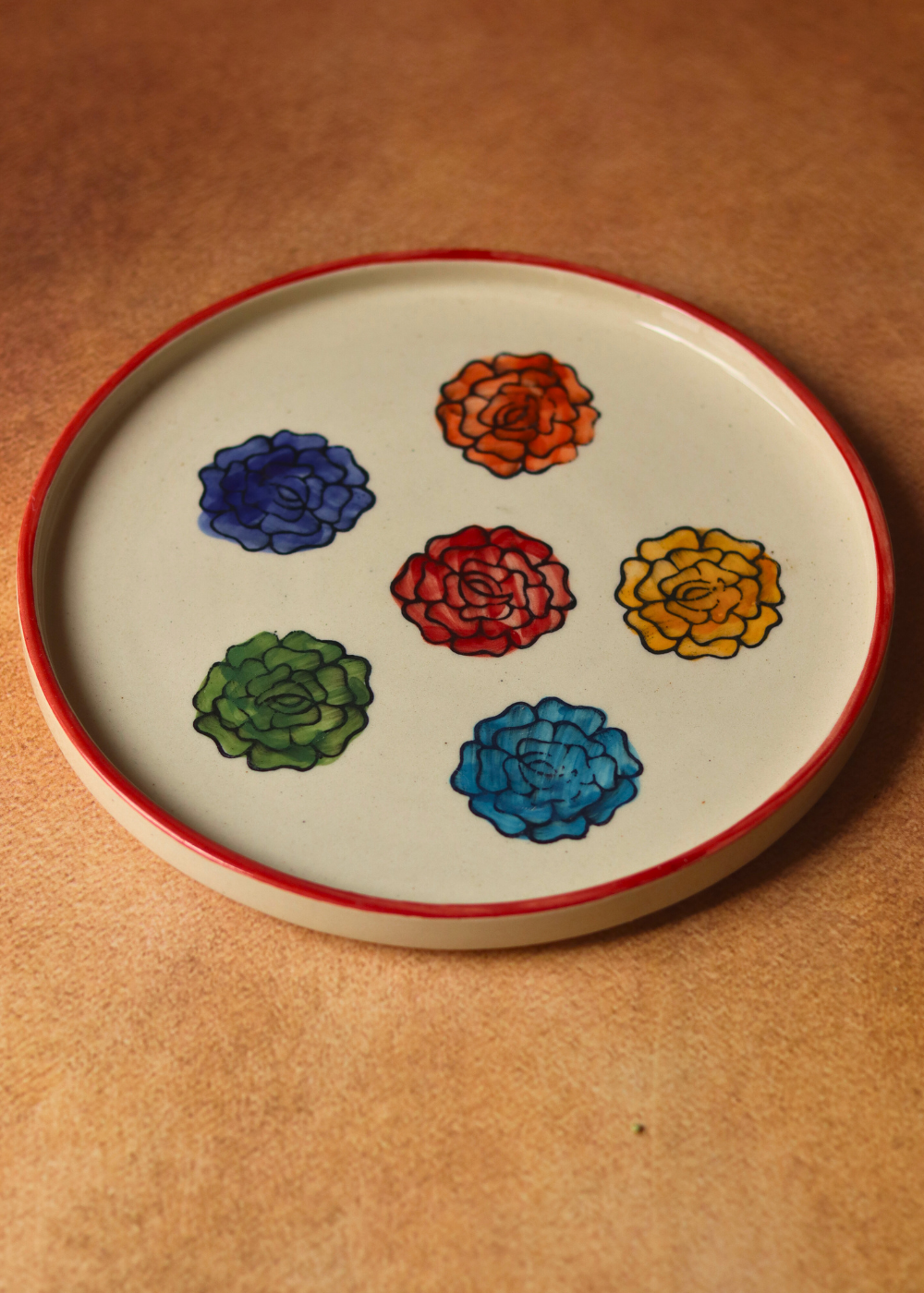 Roses platter handmade 