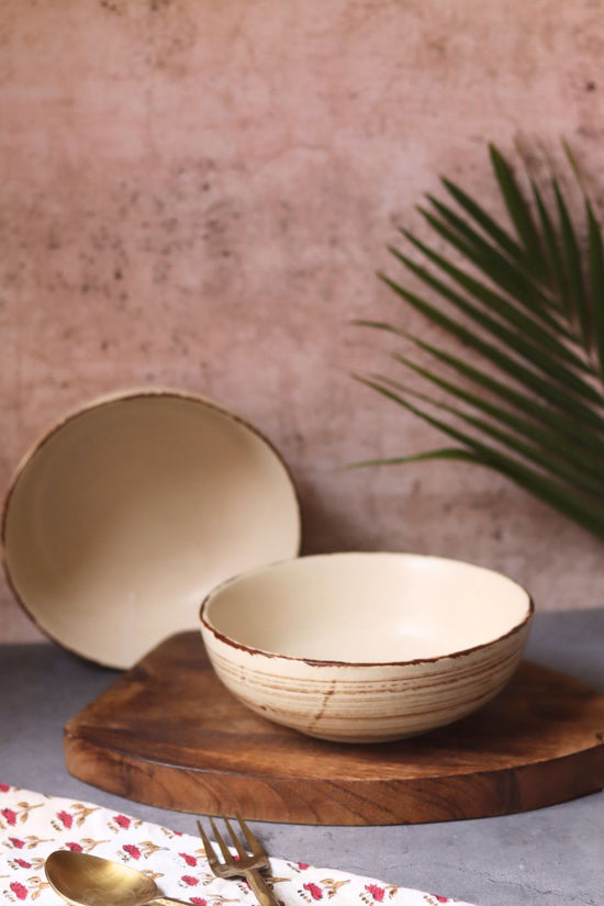 Brown & White Curry Bowl - (Set of 4 - GET 2 FREE) made by ceramic