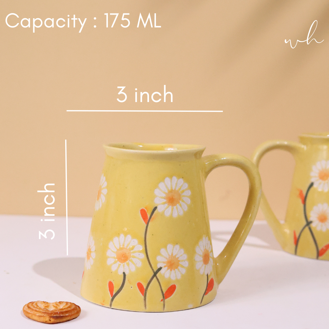 Yellow spring coffee mug height & breadth
