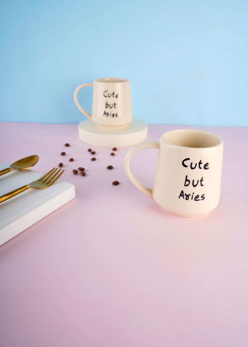 cute but aries mug with white color