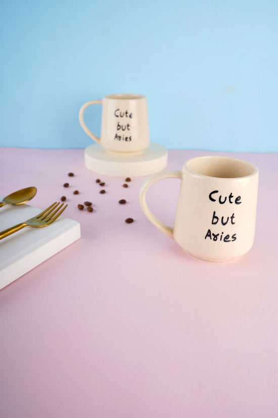 cute but aries mug with white color