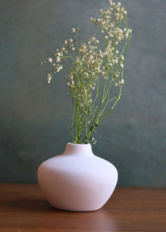 handmade esoteric vase round - white 