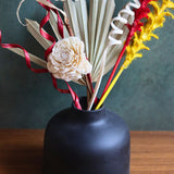 black round vase with assorted bunch combo for your home decor