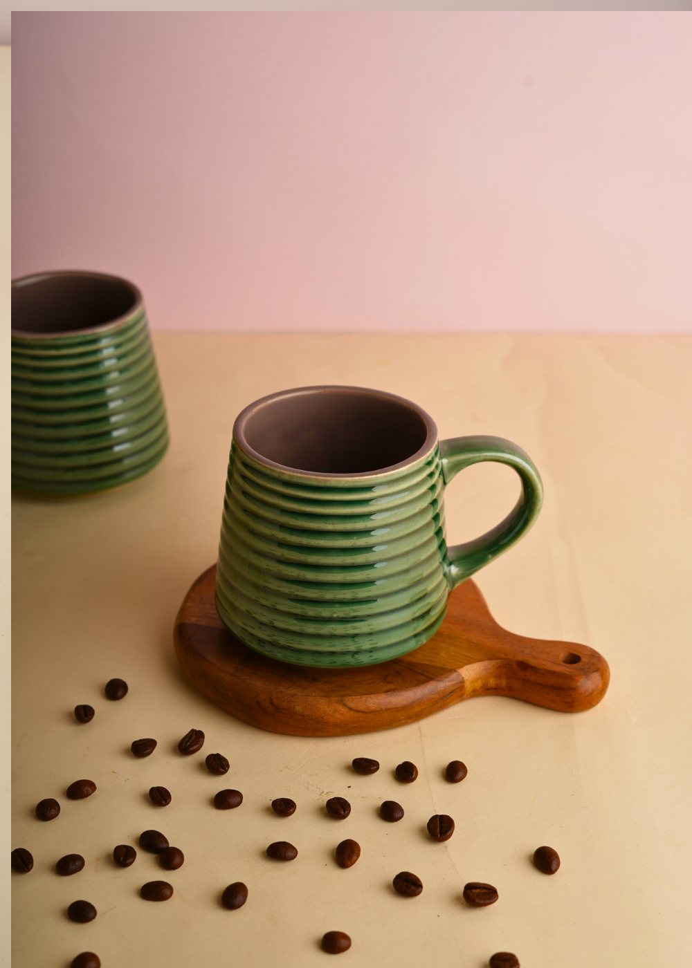 handmade mug , ceramic mug , green mug