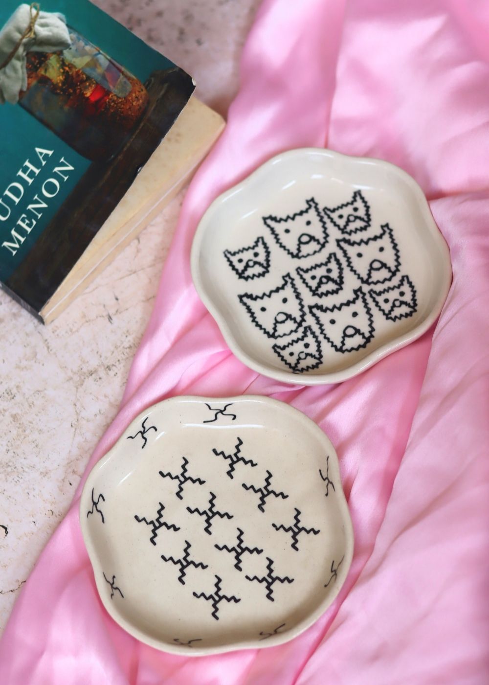 Crosses & Cats Handmade Dessert Plate made by ceramic