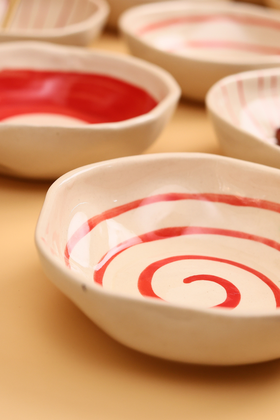 Red spiral bowls