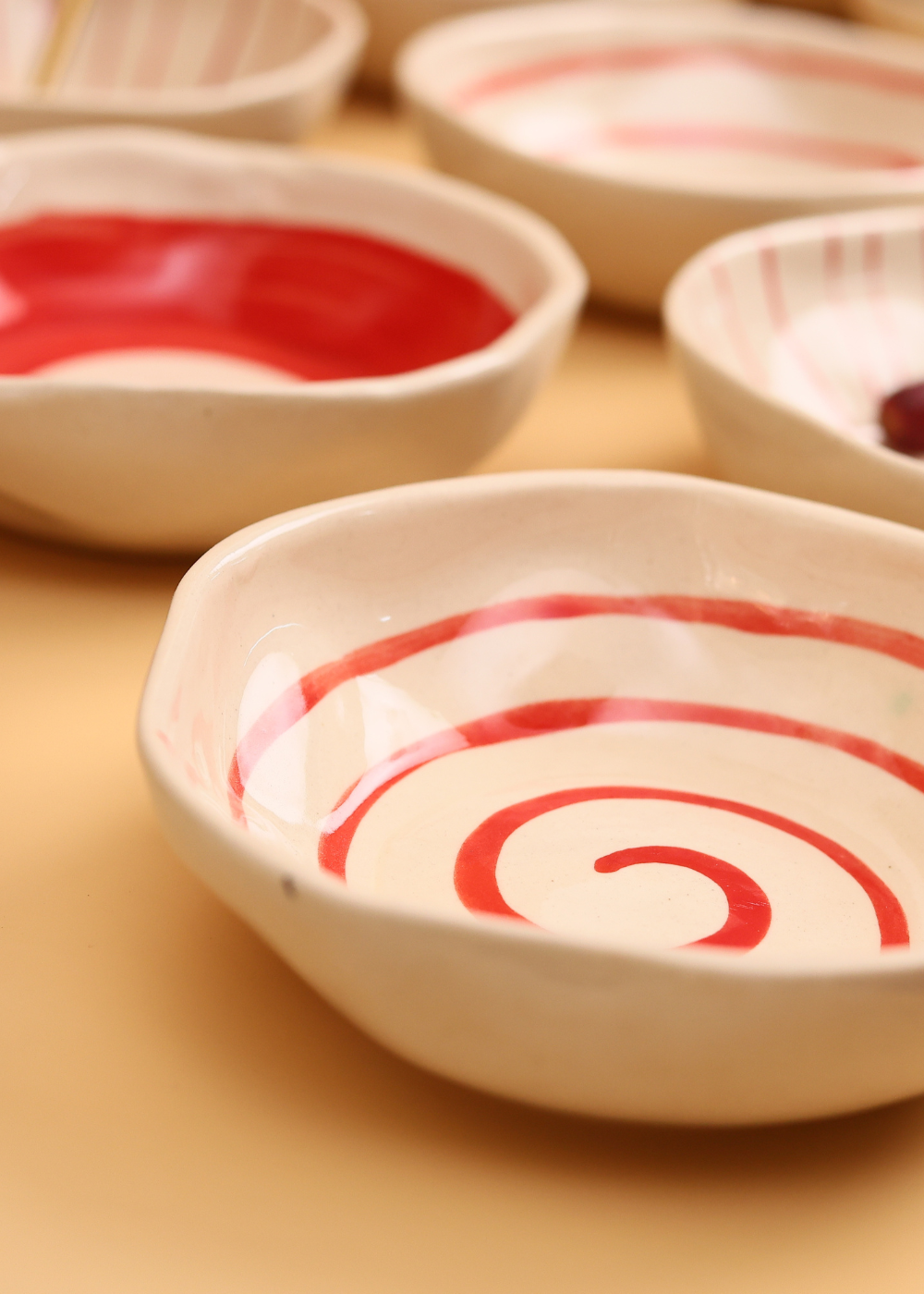 Red spiral bowl