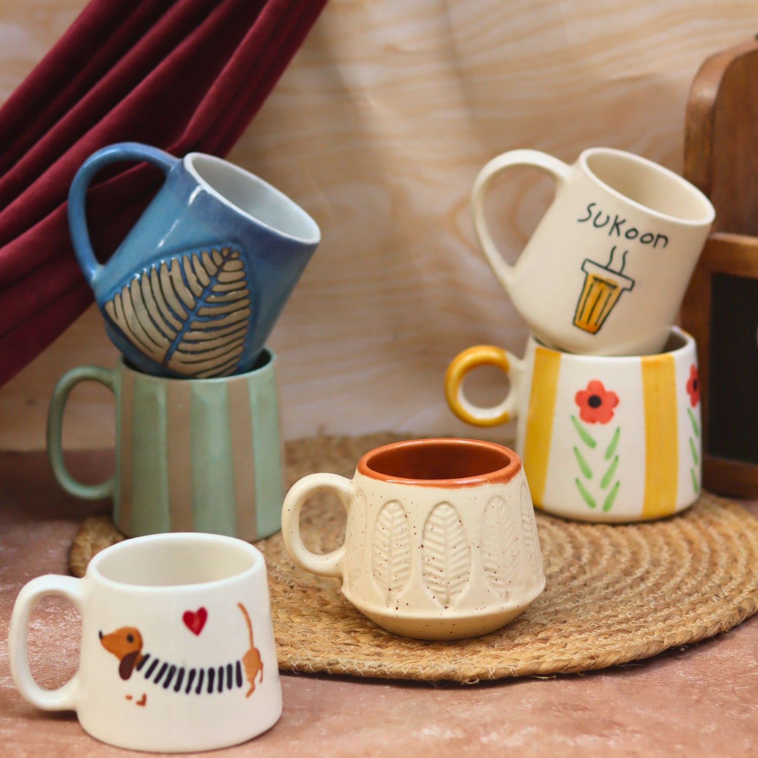 Set of 6 Artisan Delight Mugs (for the Price of 5) made by ceramic