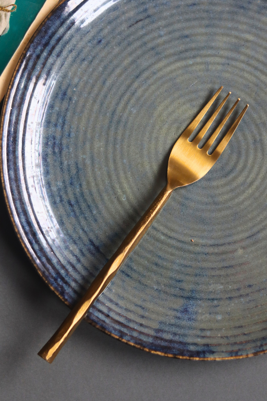 Stainless steel gold hammered fork 