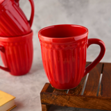 red vintage mug handmade in india