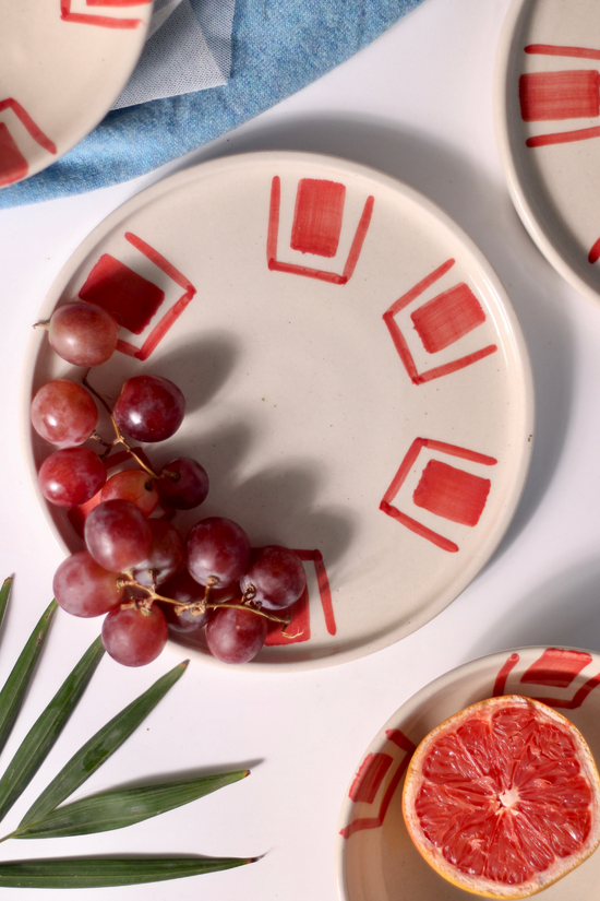 red brick platter made by ceramic 