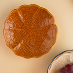 rust cabbage handmade dessert plate with cabbage leaf design
