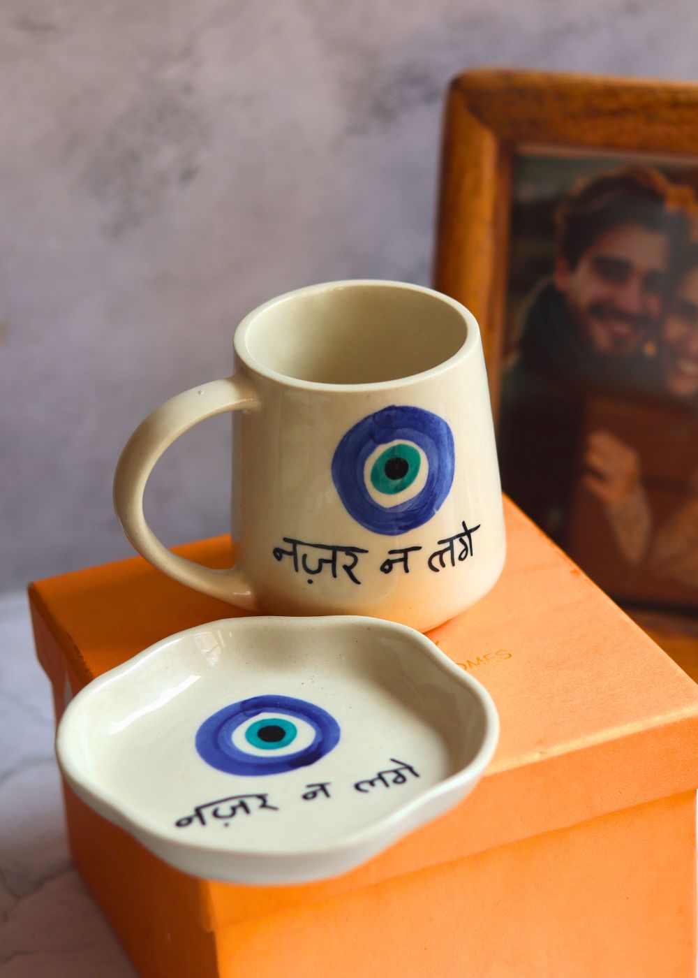 Nazar Mug & Handmade Dessert Plate in a Gift Box handmade in india