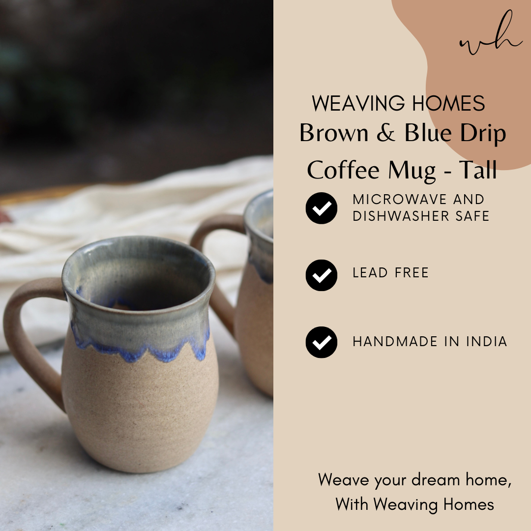 Brown & Blue Drip Coffee Mug - Tall