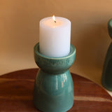 handmade Green Pillar Candle Holder - Medium