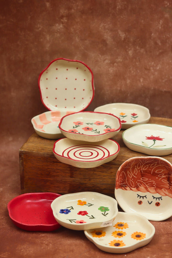 Set of 10 Floral Heart Handmade Dessert plate (for the price of 7)