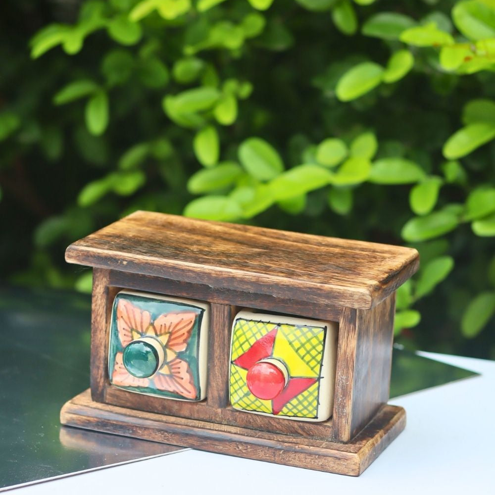 Handmade Wooden Decor Drawer – Abstract Bliss