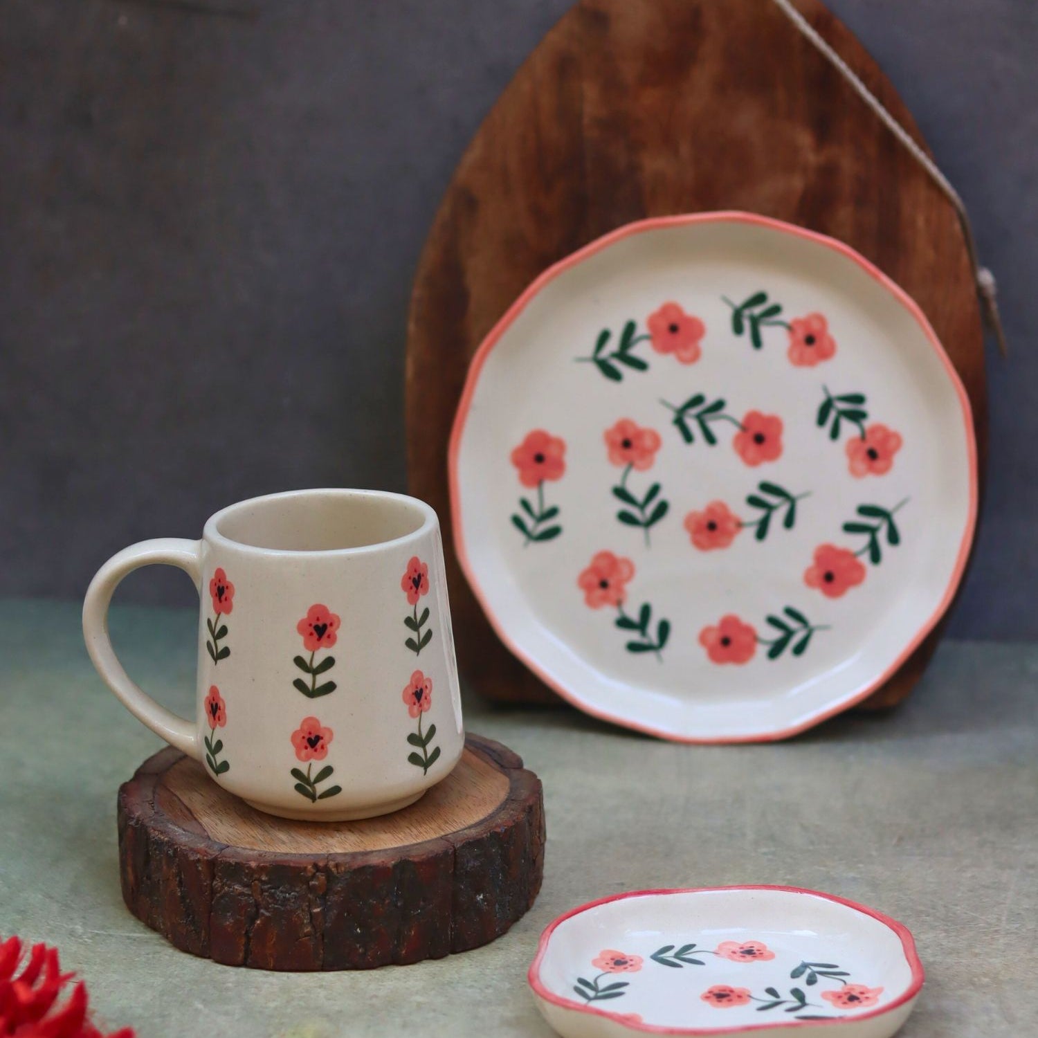 Set of 3 - Poppy Flower Combo made by ceramic