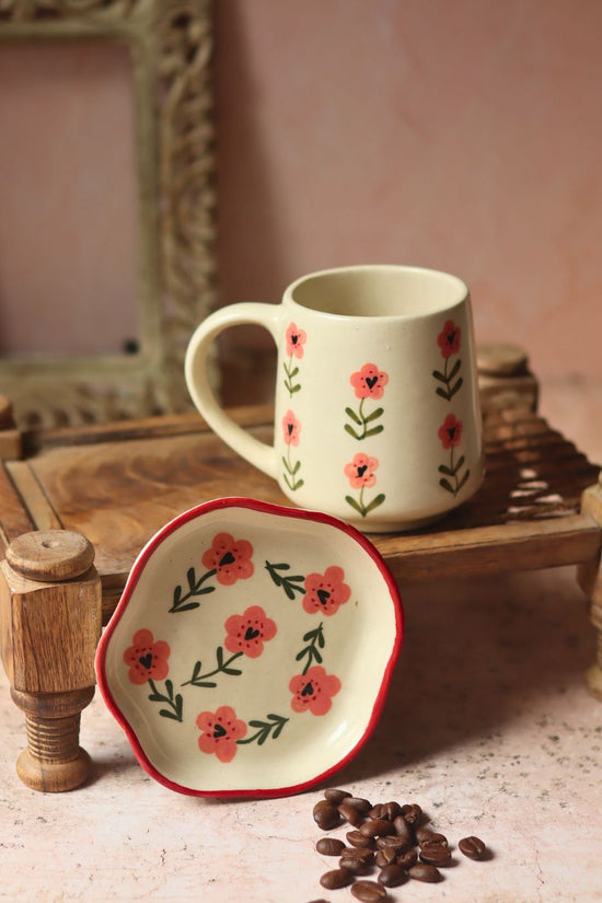 Handmade Poppy Mug & Handmade Dessert Plate