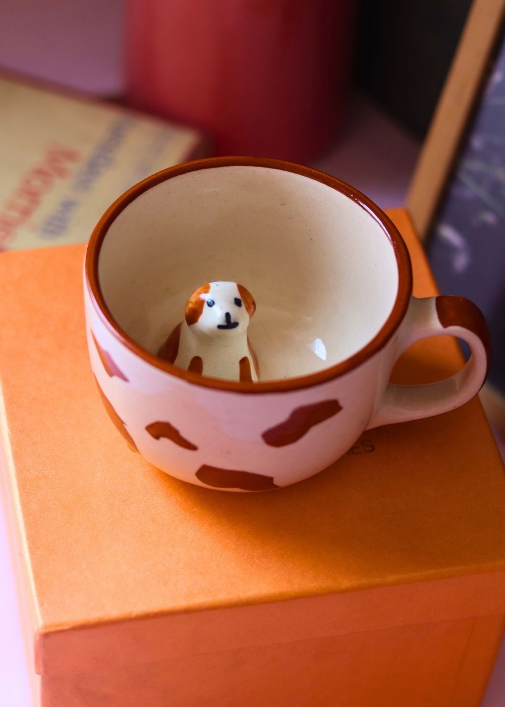 dog mug in a gift box handmade in india