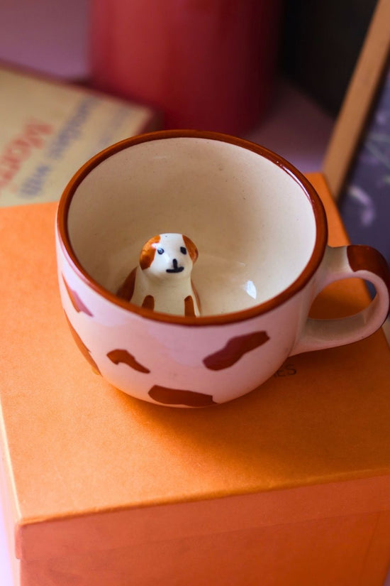 dog mug in a gift box handmade in india