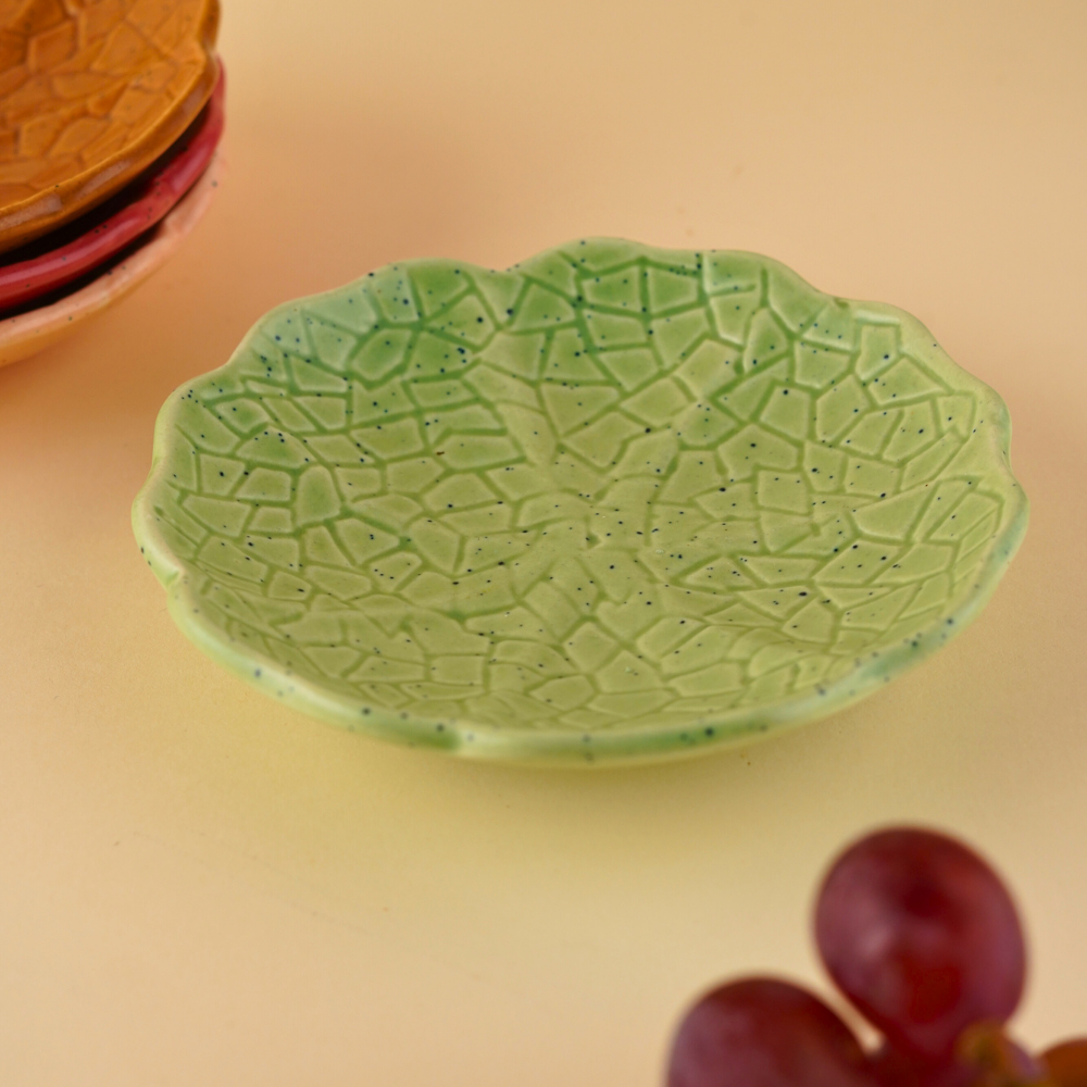 handmade sage green cabbage dessert plate with sage green color 