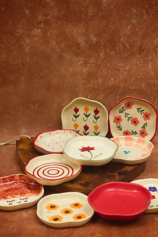 Set of 10 Floral Heart Handmade Dessert plate (for the price of 7)