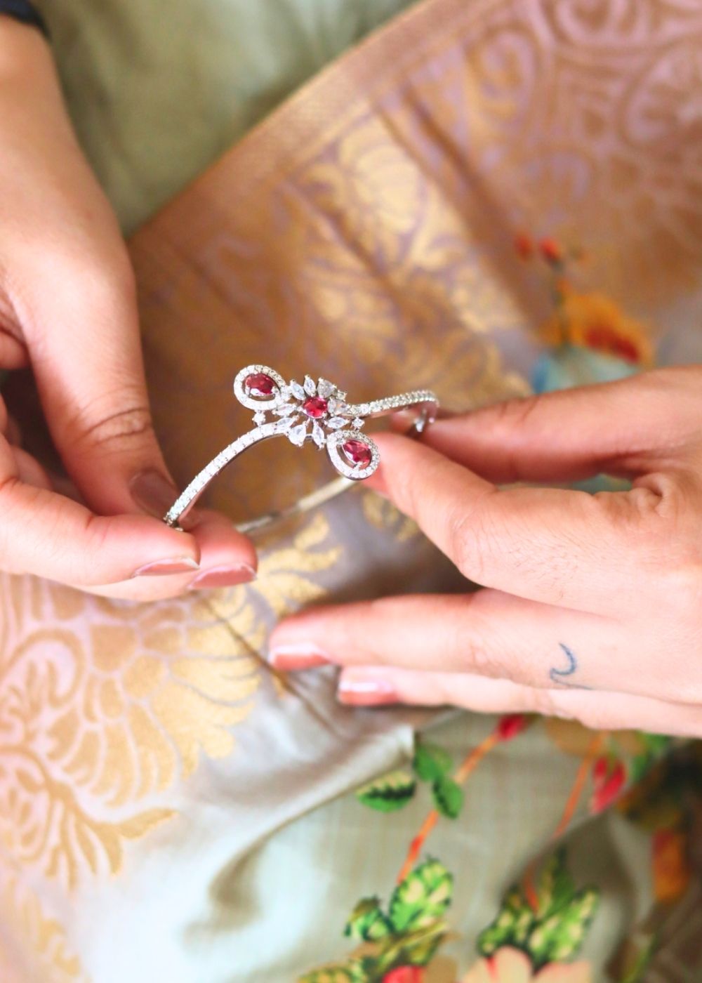 Ruby Elegance Bracelet handmade in India