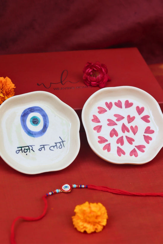 Heart & Nazar Handmade Dessert plate Rakhi Gift box made with premium quality material