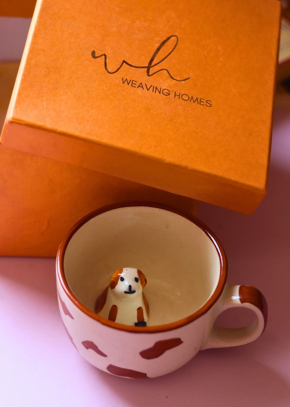 handmade dog mug in a gift box 