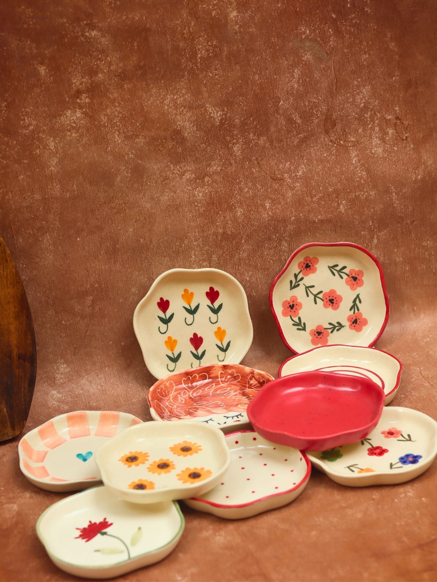 Set of 10 Floral Heart Handmade Dessert plate (for the price of 7)