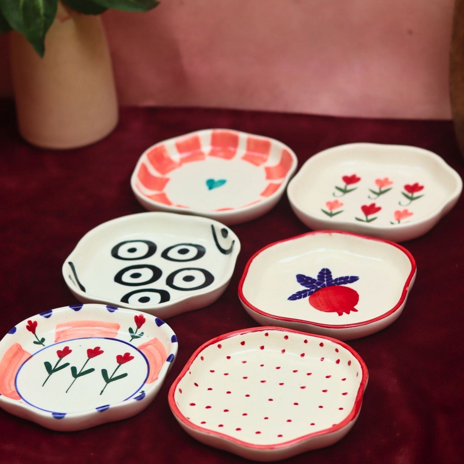 Lead free Set of 6 Bliss handmade Dessert plate (for the price of 5)