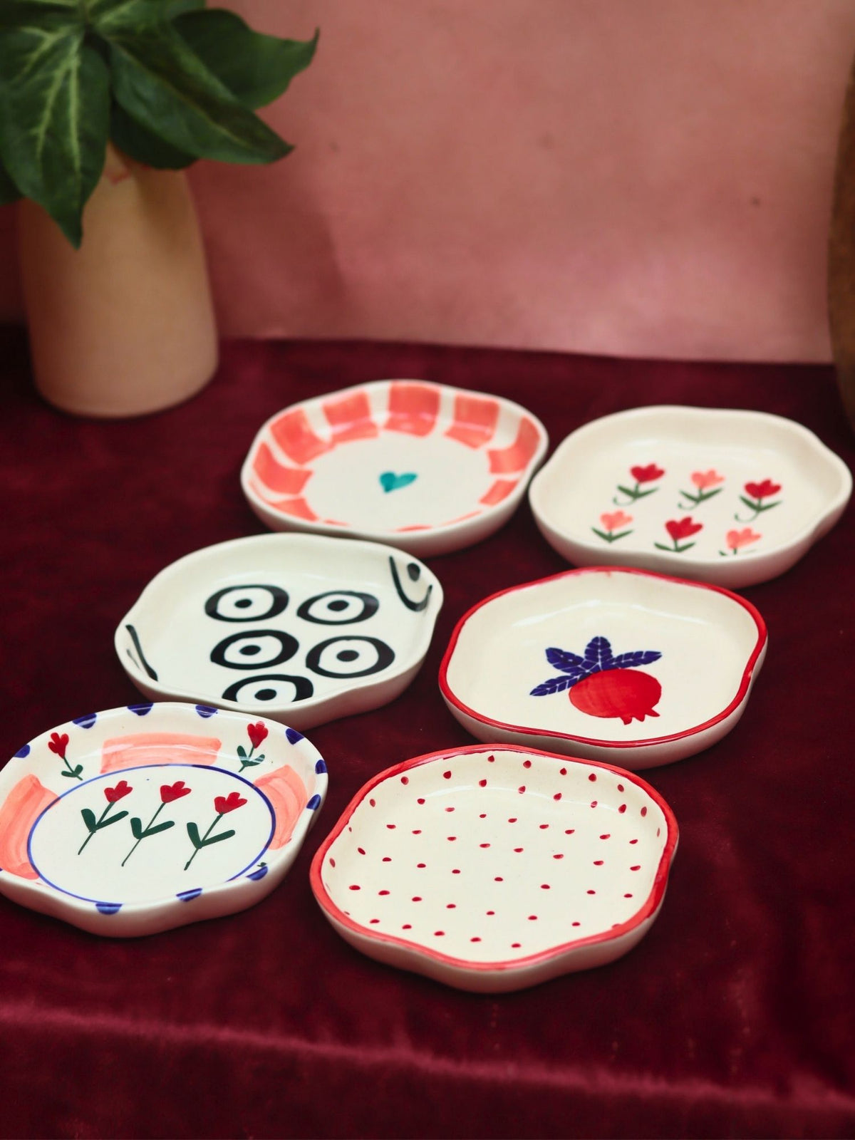Lead free Set of 6 Bliss handmade Dessert plate (for the price of 5)