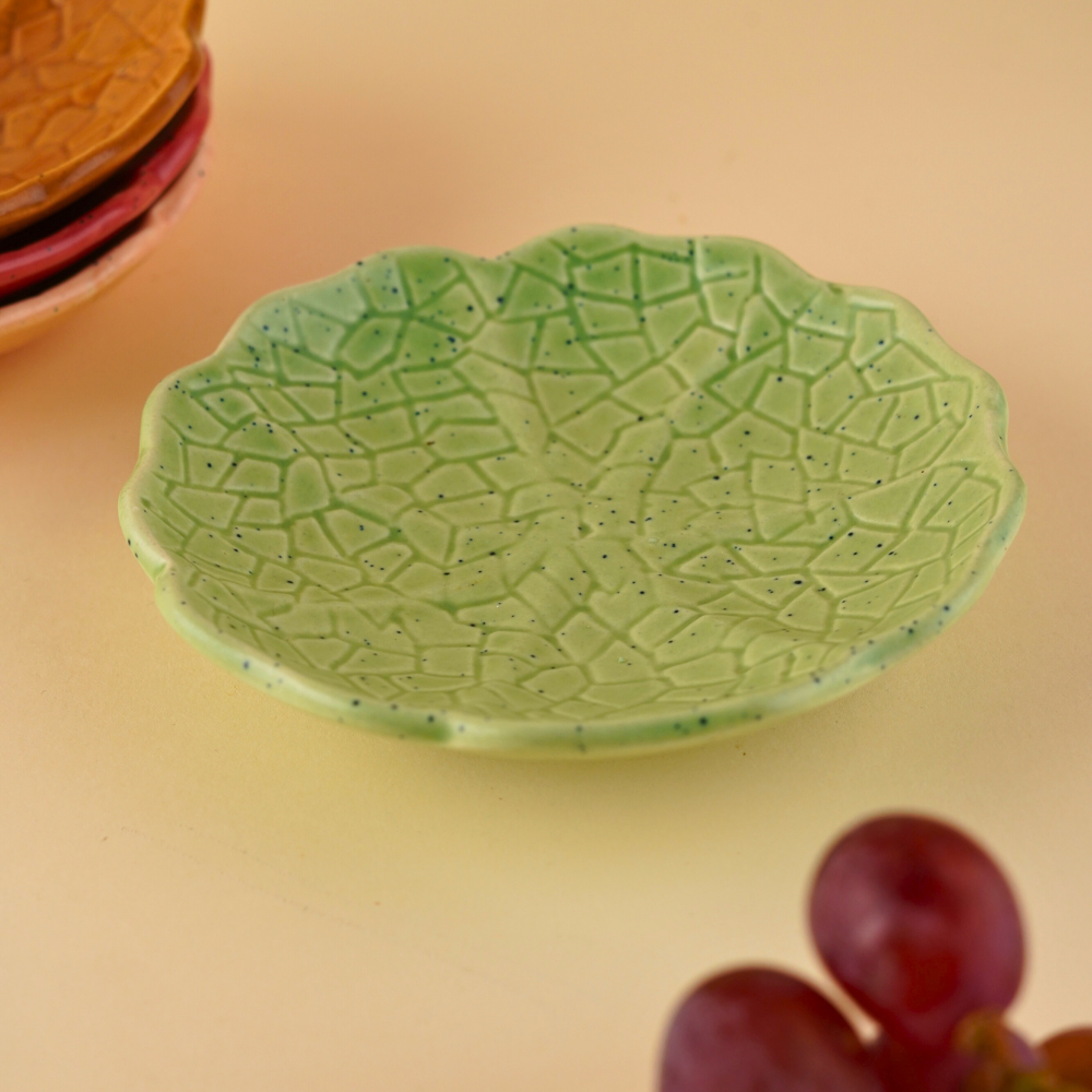 sage green cabbage dessert plate made by ceramic
