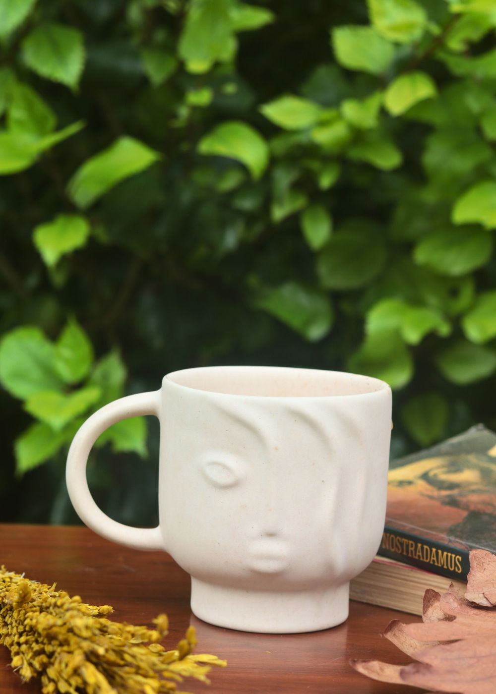 abstract face mug handmade in india 