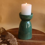 Handmade Green Pillar Candle Holder - Large