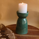 Handmade Green Pillar Candle Holder - Large