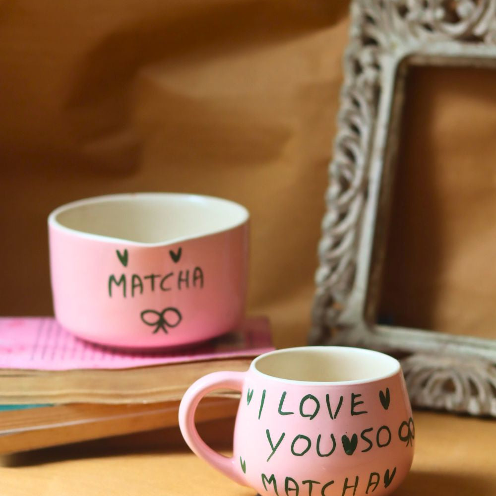 Set of 2 - Matcha Love mug & Matcha Bowl made by ceramic